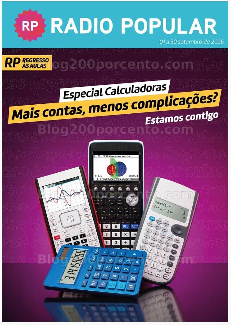 Antevisão Folheto RADIO POPULAR Especial Calculadoras Promoções de 1 a 30 setembro